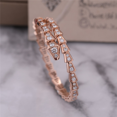 Luxury Closet Rose Gold Bracelet Serpenti Viper one-coil full diamond Snake Bangle 353792