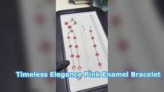 Bracciale vintage Alhambra a 5 motivi in ​​smalto rosa
