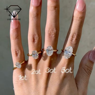 Luxuryshine Oval Cut VVS2/VS1 Lab Grown Diamond 1-5CT Solitaire Ring 18K solid Gold custom Jewelry With IGI Certificate