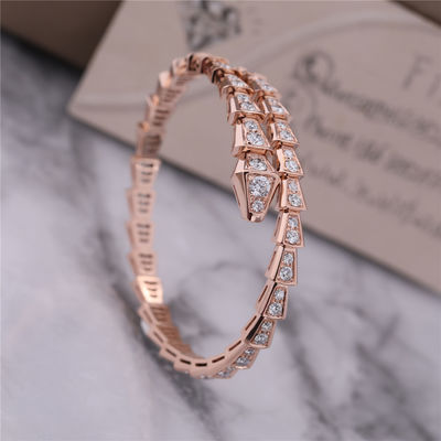 qualità  Luxury Closet Rose Gold Bracelet Serpenti Viper one-coil full diamond Snake Bangle 353792 fabbrica