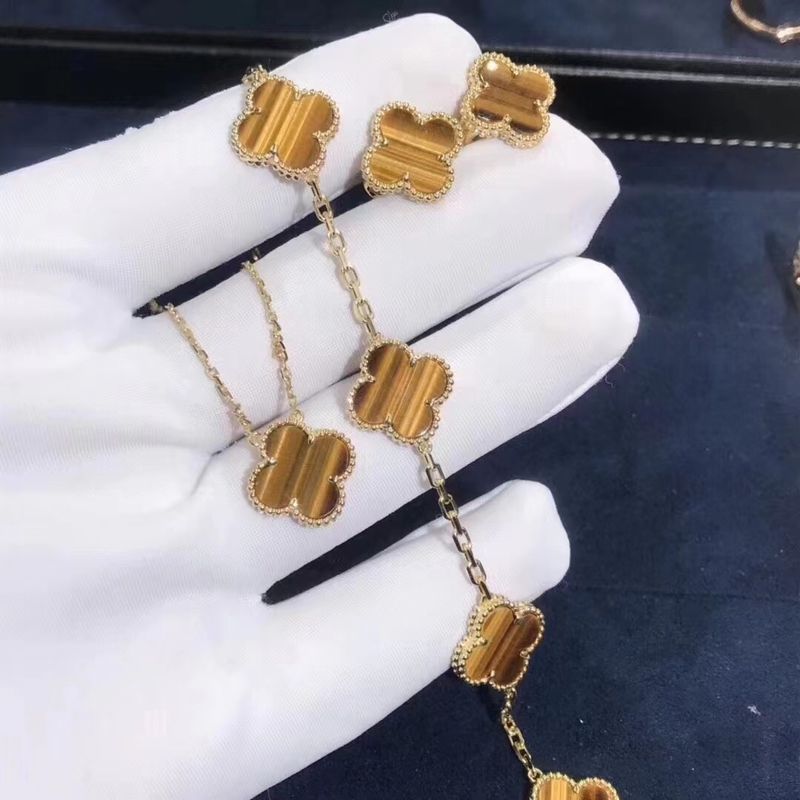 Qualità oro 18K e diamanti reali Van Cleef And Arpels 5 motivi Alhambra Bracelet d'annata fabbrica