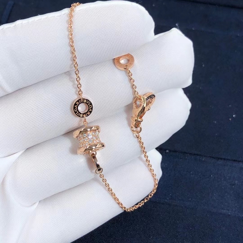 18K Gold Bvlgari B Zero1 Bracelet Natural Diamonds Au750 Support Private Customization