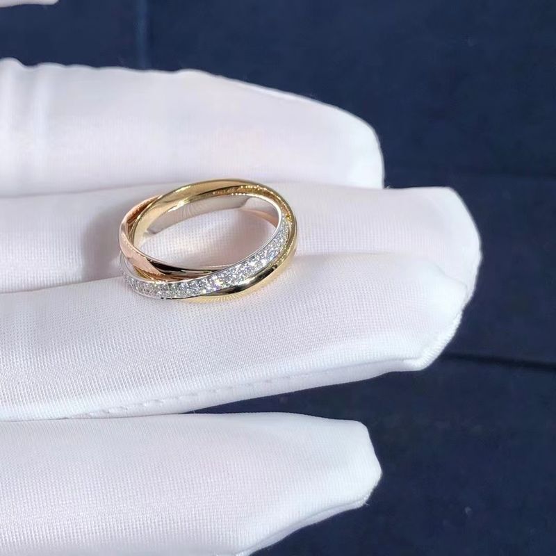 Qualità Piccolo modello Cartier Trinity Ring 18K Rose Gold With Diamonds gialla bianca fabbrica