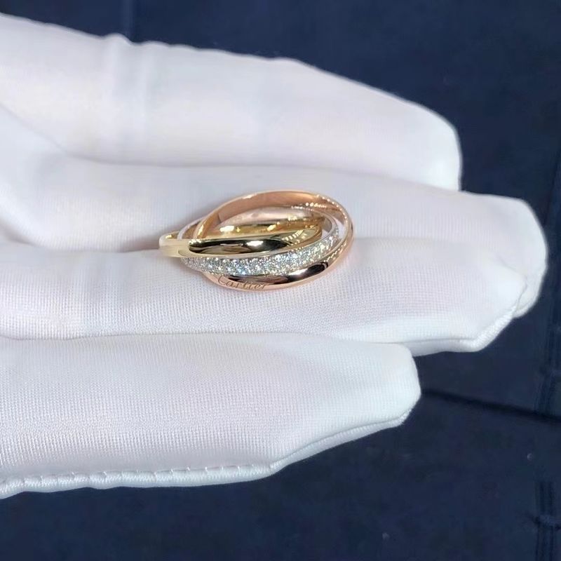 Qualità Piccolo modello Cartier Trinity Ring 18K Rose Gold With Diamonds gialla bianca fabbrica