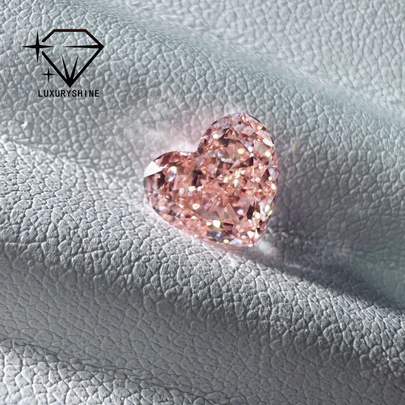 Qualità LuxuryShine Fancy Pink / Fancy Intense Pink / Fancy Vivid Pink Heart Cut Lab Cresciuto Diamante VVS-VS1 Diamanti reali e gioielli da matrimonio e gioielli personalizzati fabbrica