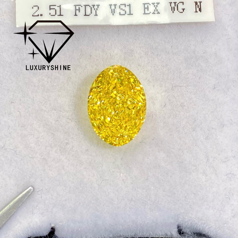Qualità LuxuryShine VVS-VS Fancy Yellow/Light Yellow/Fancy Intense/Vivid Yellow Diamante Coltivato in Laboratorio 1CT 2CT 3CT 4CT 5CT Ovale Taglio Eccellente Con Certificato e Gioielli Personalizzati fabbrica