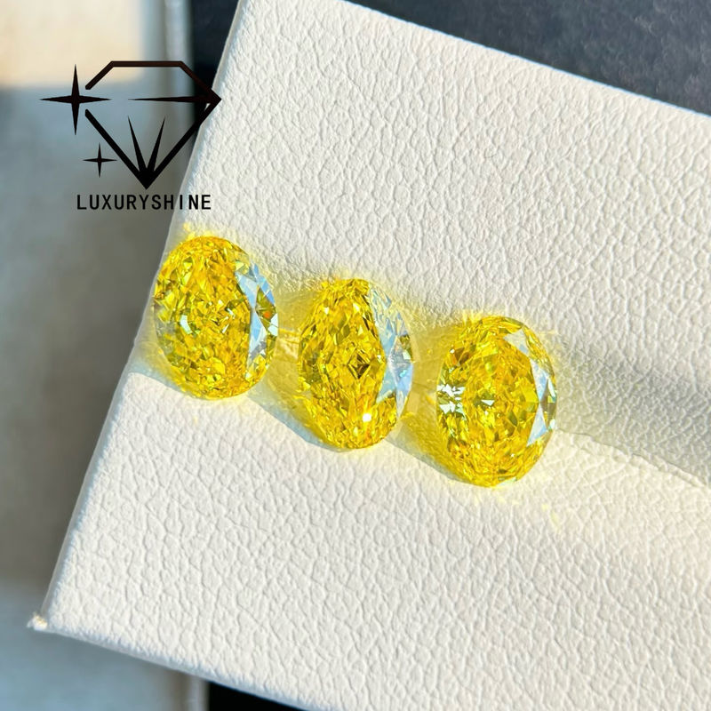Qualità LuxuryShine VVS-VS Fancy Yellow/Light Yellow/Fancy Intense/Vivid Yellow Diamante Coltivato in Laboratorio 1CT 2CT 3CT 4CT 5CT Ovale Taglio Eccellente Con Certificato e Gioielli Personalizzati fabbrica