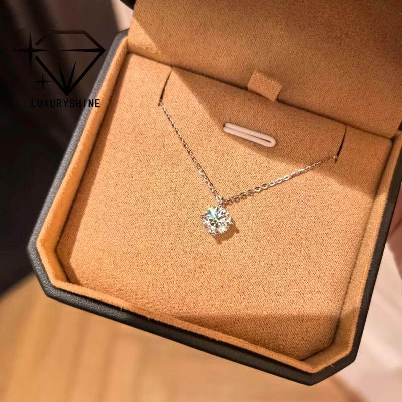 LuxuryShine Round Lab Grown Diamond Necklace VVS2/VS1 Clarity D-F Color 18K solid Gold custom Jewelry with IGI Certificate
