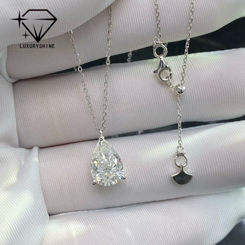 Qualità Collana con diamante a pera coltivato in laboratorio, oro 18K, purezza VVS-VS fabbrica
