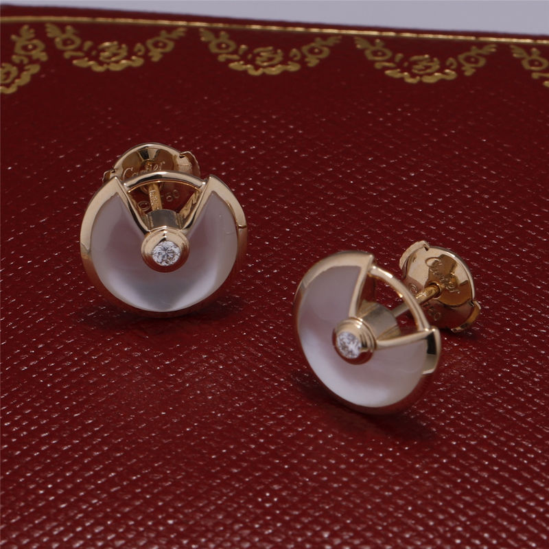 Qualità Madreperla di Yellow Gold Amulette De Earrings Stud With White del modello di Xs fabbrica