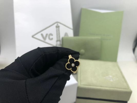 Qualità Diamante di Van Cleef And Arpels Vintage Alhambra Ring Yellow Gold Onyx Round fabbrica