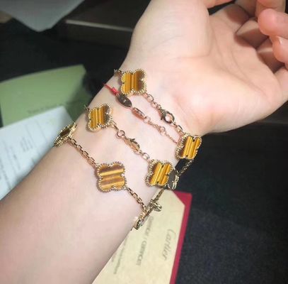 Qualità oro 18K e diamanti reali Van Cleef And Arpels 5 motivi Alhambra Bracelet d'annata fabbrica