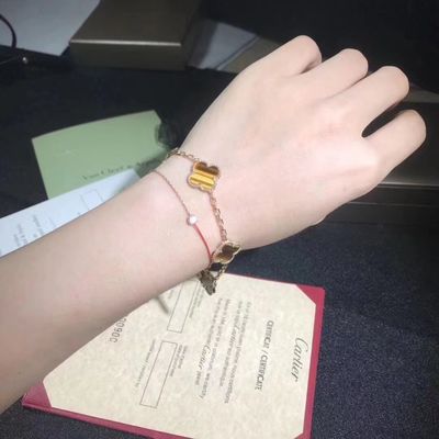 Qualità oro 18K e diamanti reali Van Cleef And Arpels 5 motivi Alhambra Bracelet d'annata fabbrica