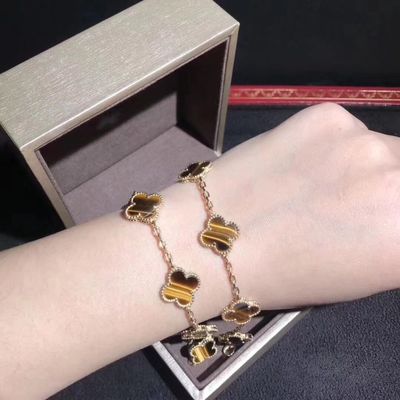 Qualità oro 18K e diamanti reali Van Cleef And Arpels 5 motivi Alhambra Bracelet d'annata fabbrica