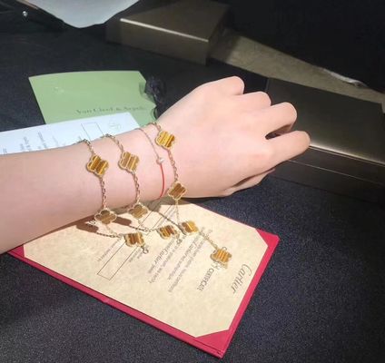 Qualità oro 18K e diamanti reali Van Cleef And Arpels 5 motivi Alhambra Bracelet d'annata fabbrica