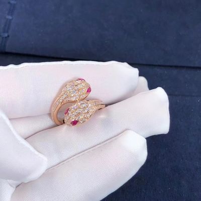 Qualità Oro dell'anello 18k di BVLGARI Serpenti Seduttori e diamanti reali Rose Gold fabbrica
