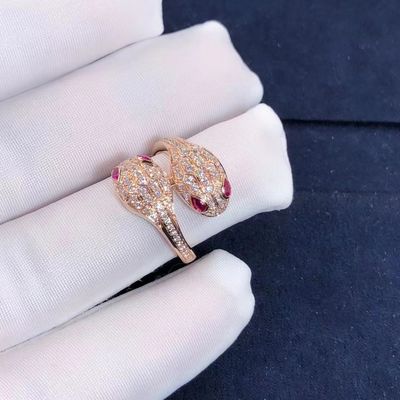 Qualità Oro dell'anello 18k di BVLGARI Serpenti Seduttori e diamanti reali Rose Gold fabbrica
