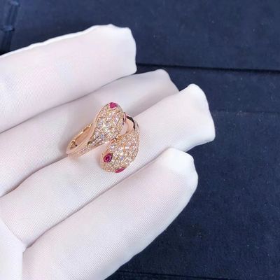 Qualità Oro dell'anello 18k di BVLGARI Serpenti Seduttori e diamanti reali Rose Gold fabbrica
