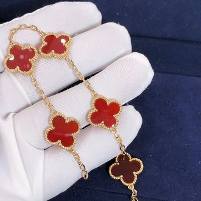 Qualità Motivi rossi del braccialetto 5 dell'oro di Van Cleef Arpels 18K con la pietra preziosa fabbrica
