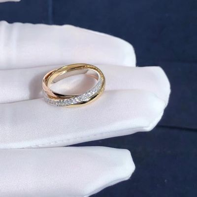 Qualità Piccolo modello Cartier Trinity Ring 18K Rose Gold With Diamonds gialla bianca fabbrica