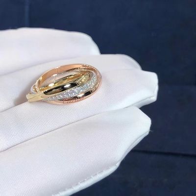 Qualità Piccolo modello Cartier Trinity Ring 18K Rose Gold With Diamonds gialla bianca fabbrica