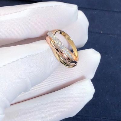 Qualità Piccolo modello Cartier Trinity Ring 18K Rose Gold With Diamonds gialla bianca fabbrica
