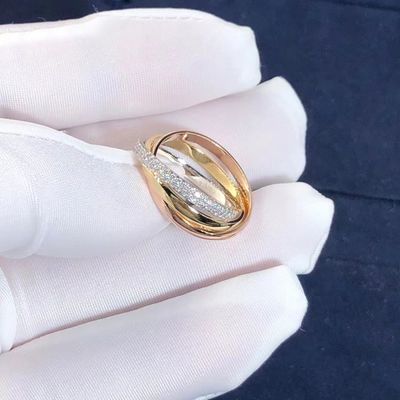 Qualità Piccolo modello Cartier Trinity Ring 18K Rose Gold With Diamonds gialla bianca fabbrica