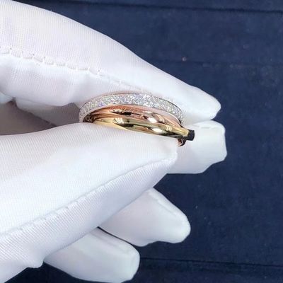 Qualità Piccolo modello Cartier Trinity Ring 18K Rose Gold With Diamonds gialla bianca fabbrica