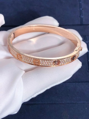 Braccialetto fine Diamond Paved White/Rosa/braccialetto giallo di amore della fila dell'automobile dei gioielli dell'oro 18K