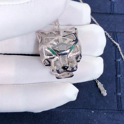onyx della collana di Panthere della fila dell'automobile dell'oro bianco 18K CONTRO i diamanti su misura