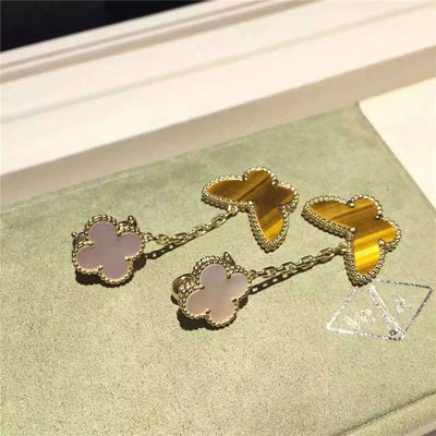 Qualità Madreperla bianca di Alhambra 18K dell'oro di motivi fortunati degli orecchini 2 con forma della farfalla fabbrica