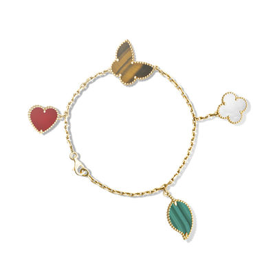 Qualità 4 oro giallo fortunato del braccialetto 18k di Alhambra di motivi con la pietra dell'occhio tigri/di cornalina fabbrica