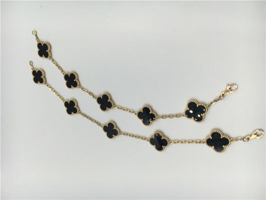 Qualità Braccialetto con un onyx di 5 motivi, braccialetto di Vintage Van Cleef Flower di incanto dell'oro 18k fabbrica