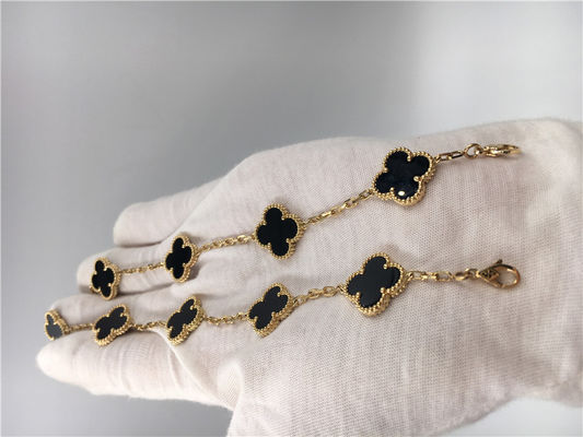 Qualità Braccialetto con un onyx di 5 motivi, braccialetto di Vintage Van Cleef Flower di incanto dell'oro 18k fabbrica
