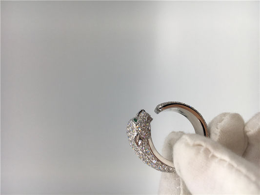 Qualità Anello di Panthere dell'oro bianco del diamante 18K, pantera Ring With Emeralds Onyx fabbrica