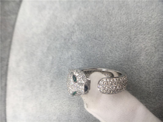 Qualità Anello di Panthere dell'oro bianco del diamante 18K, pantera Ring With Emeralds Onyx fabbrica
