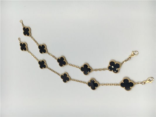 Qualità Gioielli d'annata dell'oro di Alhambra 18K delle donne fatti a mano con onyx nessun diamante fabbrica
