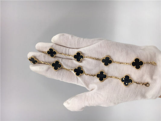 Qualità Gioielli d'annata dell'oro di Alhambra 18K delle donne fatti a mano con onyx nessun diamante fabbrica