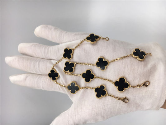 Qualità Gioielli d'annata dell'oro di Alhambra 18K delle donne fatti a mano con onyx nessun diamante fabbrica