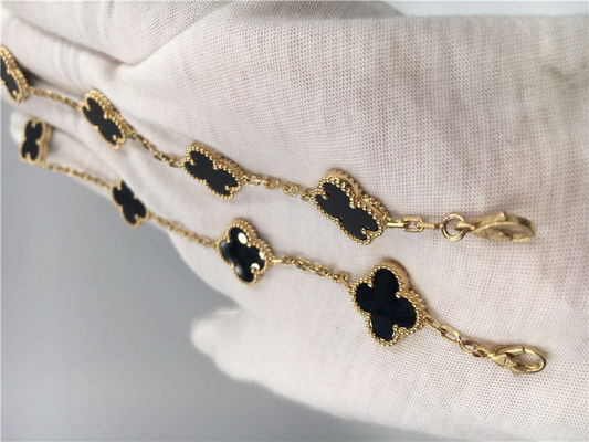 Qualità Gioielli d'annata dell'oro di Alhambra 18K delle donne fatti a mano con onyx nessun diamante fabbrica