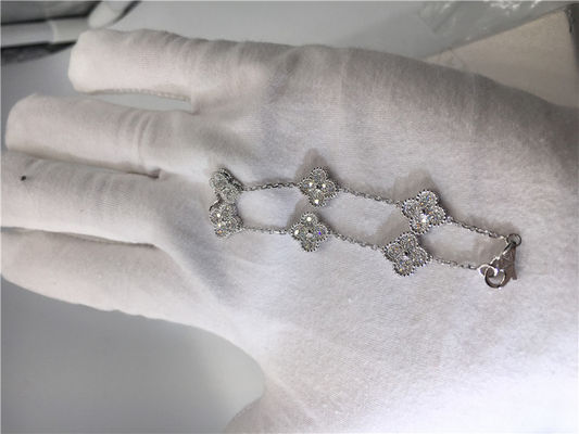 Qualità Oro bianco del diamante del diamante dei gioielli di Alhambra di motivi dolci di lusso completi del braccialetto 6 fabbrica