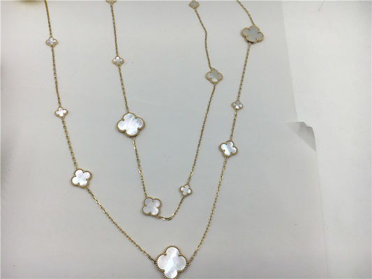 Qualità Long Necklace Van Cleef e Arpels con la collana del pendente dell'oro bianco di motivi di forma 16 del fiore fabbrica
