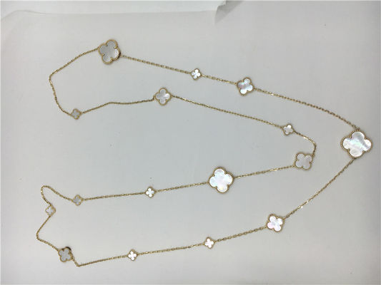 Qualità Long Necklace Van Cleef e Arpels con la collana del pendente dell'oro bianco di motivi di forma 16 del fiore fabbrica