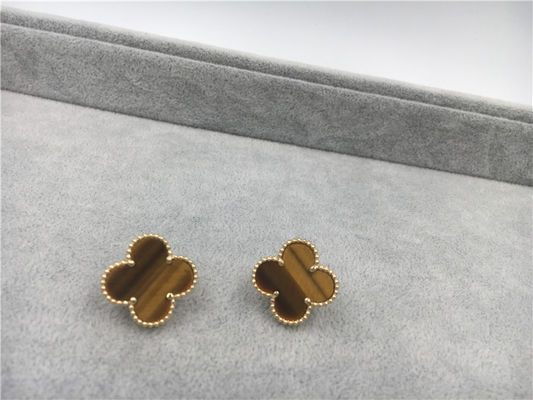 Qualità Oro giallo d'annata degli orecchini 18k di Van Cleef Arpels Alhambra con il d'amourette di bois fabbrica