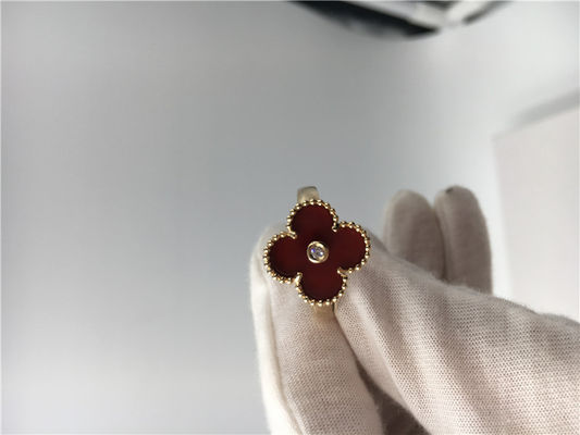 Qualità Diamante rotondo unico degli anelli di fidanzamento di oro giallo, anello d'annata di Alhambra con la cornalina fabbrica