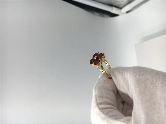 Qualità Diamante rotondo unico degli anelli di fidanzamento di oro giallo, anello d'annata di Alhambra con la cornalina fabbrica