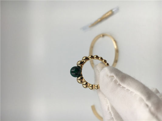 Qualità malachite semplice degli anelli di fidanzamento dell'oro giallo 18k fatta a mano nessun diamante fabbrica