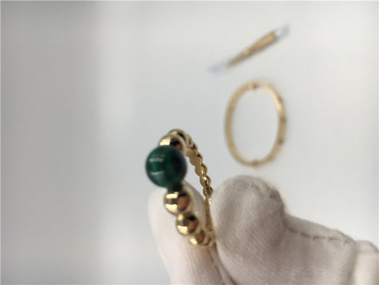 Qualità malachite semplice degli anelli di fidanzamento dell'oro giallo 18k fatta a mano nessun diamante fabbrica
