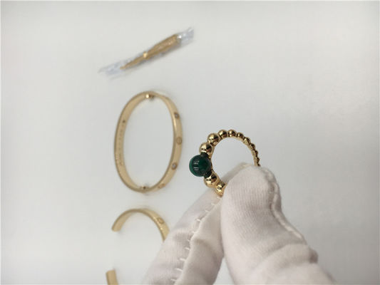 Qualità malachite semplice degli anelli di fidanzamento dell'oro giallo 18k fatta a mano nessun diamante fabbrica