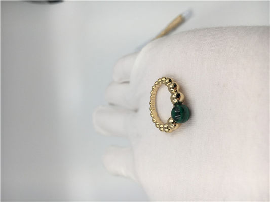 Qualità malachite semplice degli anelli di fidanzamento dell'oro giallo 18k fatta a mano nessun diamante fabbrica